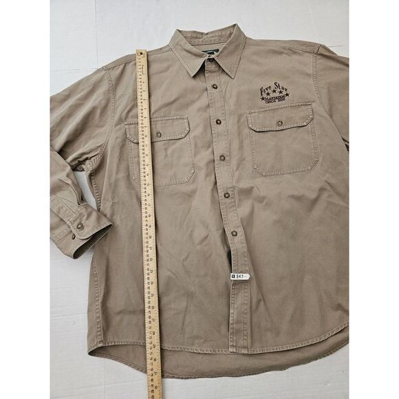 Cabelas Button Down Shirt Mens Sz XL Beige Long Sleeve Canvas Rough Neck - Picture 8 of 13